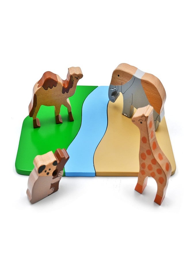 فيكريدا مجموعة ألعاب فيكريدا المكونة من 4 قطع من مجسمات الحيوانات الخشبية، مصنوعة من خشب طبيعي ناعم، ألعاب تعليمية للأطفال الصغار في مرحلة ما قبل المدرسة - Image 1